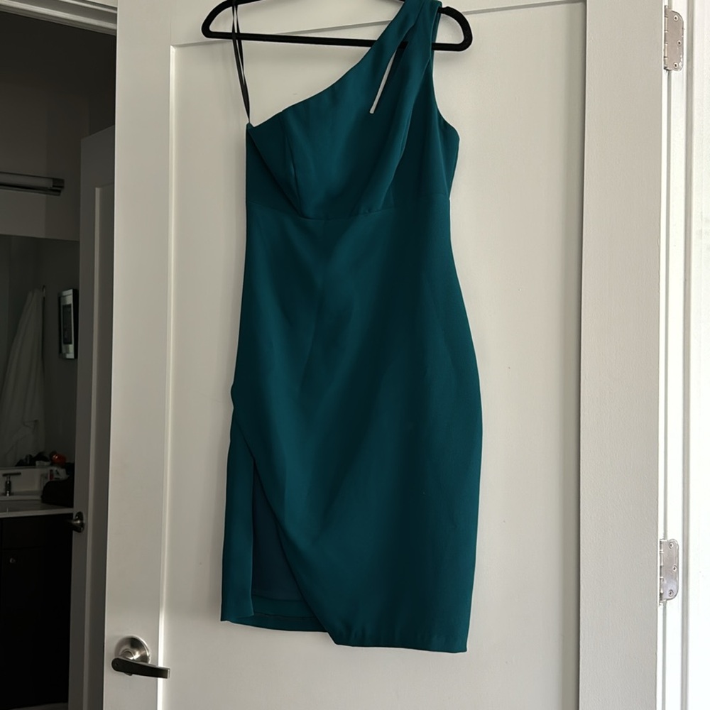 Green one shoulder dress